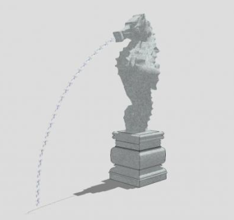 海马石雕喷泉雕像SU模型下载_sketchup草图大师SKP模型