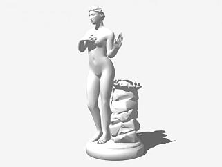 西方美人石雕雕像SU模型下载_sketchup草图大师SKP模型