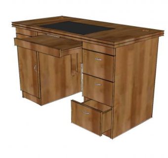 木质电脑桌办公桌子家具SU模型下载_sketchup草图大师SKP模型