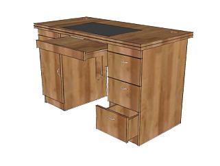 木质电脑桌办公桌子家具SU模型下载_sketchup草图大师SKP模型