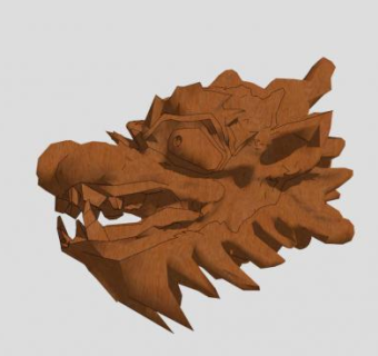 麒麟头部木雕雕像SU模型下载_sketchup草图大师SKP模型