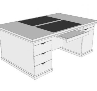双面办公桌大班台SU模型下载_sketchup草图大师SKP模型