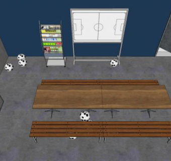 足球休息室换衣室更衣室SU模型下载_sketchup草图大师SKP模型