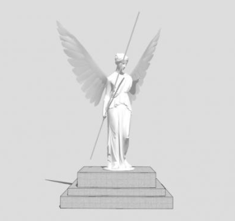女性天使石雕雕像SU模型下载_sketchup草图大师SKP模型