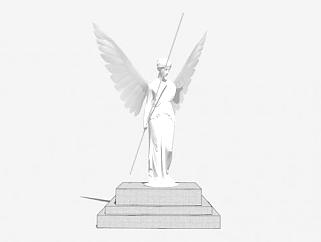 女性天使石雕雕像SU模型下载_sketchup草图大师SKP模型
