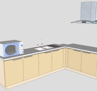 吸油烟机微波炉和橱柜SU模型下载_sketchup草图大师SKP模型