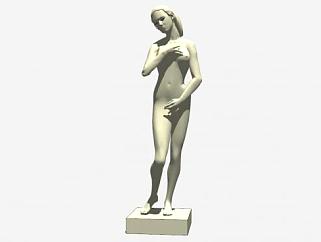 女性雕像雕塑SU模型下载_sketchup草图大师SKP模型