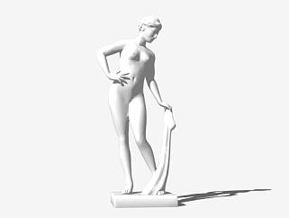 西方<em>女性雕像</em>SU模型下载_sketchup草图大师SKP模型