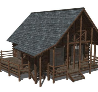 架高小木屋房子SU模型下载_sketchup草图大师SKP模型