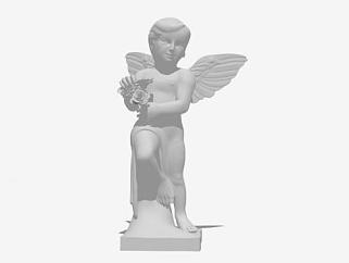 小天使献花雕像SU模型下载_sketchup草图大师SKP模型
