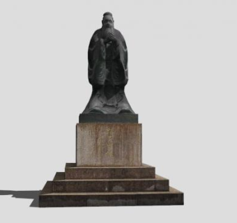 孔子石雕雕像SU模型下载_sketchup草图大师SKP模型