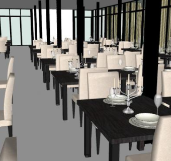 餐厅内外SU模型下载_sketchup草图大师SKP模型