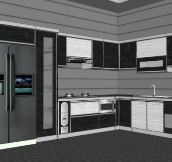 现代精美的厨房橱柜设施SU模型下载_sketchup草图大师SKP模型