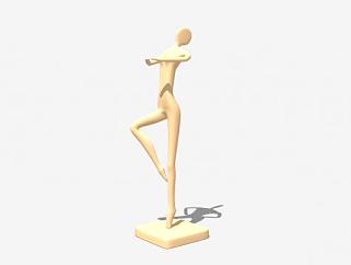 抽象芭蕾舞舞者雕塑SU模型下载_sketchup草图大师SKP模型
