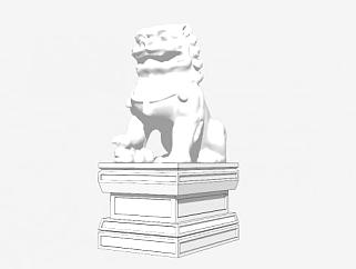石狮子雕塑SU模型下载_sketchup草图大师SKP模型