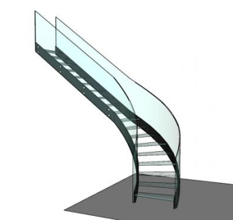 室内玻璃楼梯SU模型下载_sketchup草图大师SKP模型