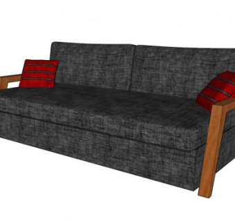 木质布艺沙发家具SU模型下载_sketchup草图大师SKP模型