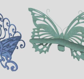 蝴蝶和孔雀雕塑SU模型下载_sketchup草图大师SKP模型