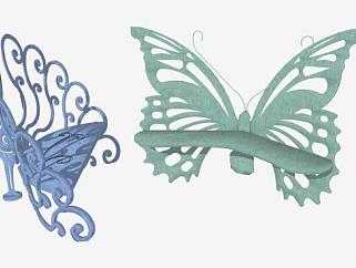 蝴蝶和孔雀雕塑SU模型下载_sketchup草图大师SKP模型