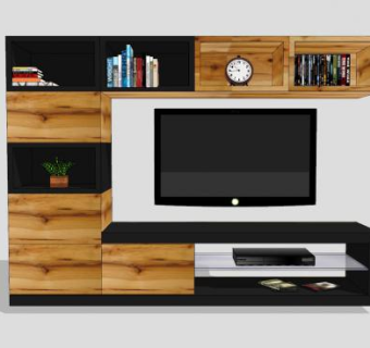 木质壁挂电视柜SU模型下载_sketchup草图大师SKP模型