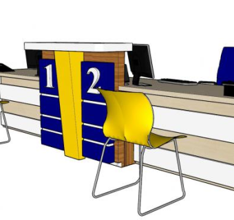 办公接待窗口接待台SU模型下载_sketchup草图大师SKP模型