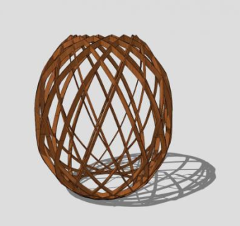 木质花瓶创意雕塑SU模型下载_sketchup草图大师SKP模型