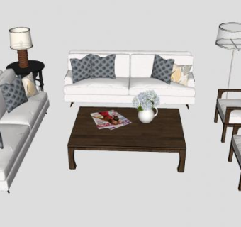 现代简约组合沙发茶几SU模型下载_sketchup草图大师SKP模型