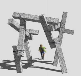 长方体组合门槛雕塑SU模型下载_sketchup草图大师SKP模型