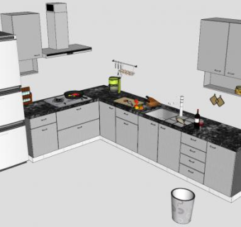 完整厨房道具SU模型下载_sketchup草图大师SKP模型