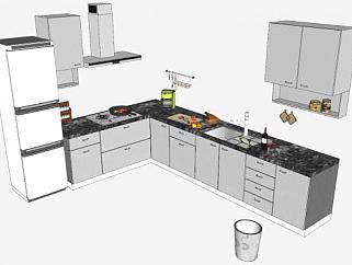 完整厨房道具SU模型下载_sketchup草图大师SKP模型