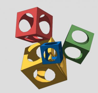 正方体组合雕塑SU模型下载_sketchup草图大师SKP模型