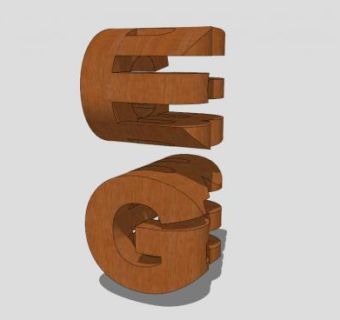 “E”和“G”雕塑SU模型下载_sketchup草图大师SKP模型