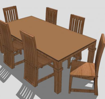 木质餐桌椅家具sketchup模型下载_sketchup草图大师SKP模型