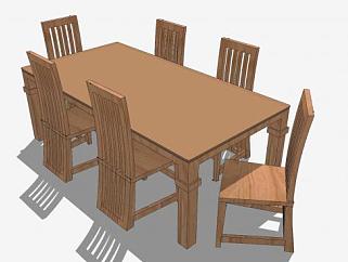 木质餐桌椅家具sketchup模型下载_sketchup草图大师SKP模型