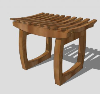 木质小坐凳SU模型下载_sketchup草图大师SKP模型