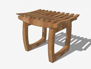 木质小坐凳SU模型下载_sketchup草图大师SKP模型