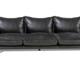 黑色三座皮沙发SU模型下载_sketchup草图大师SKP模型