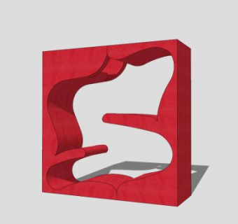 红色方块创意雕塑SU模型下载_sketchup草图大师SKP模型