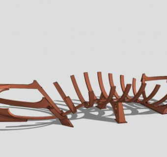 木质模型船船架雕塑SU模型下载_sketchup草图大师SKP模型