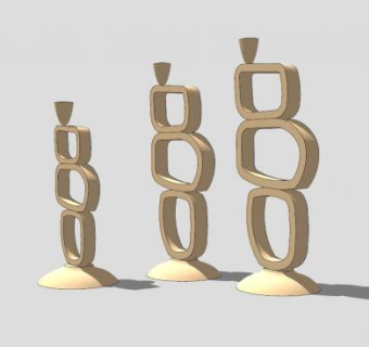 不规则圈工艺品雕塑SU模型下载_sketchup草图大师SKP模型