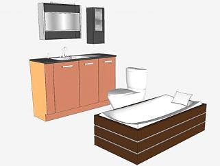 浴室柜浴缸和<em>马桶SU模型下载</em>_sketchup草图大师SKP模型