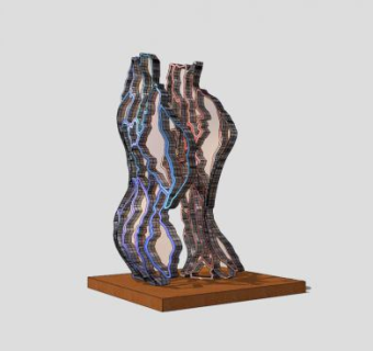 不规则曲线工艺品雕塑SU模型下载_sketchup草图大师SKP模型