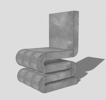 灰色艺术椅子雕塑SU模型下载_sketchup草图大师SKP模型