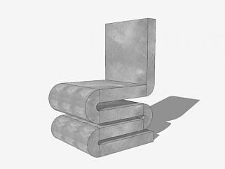 灰色艺术椅子雕塑SU模型下载_sketchup草图大师SKP模型