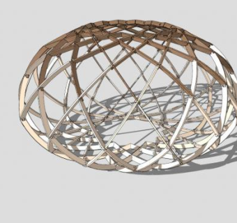 竹笼竹制品雕塑SU模型下载_sketchup草图大师SKP模型