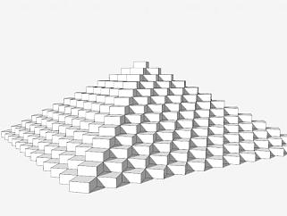 创意金字塔雕像SU模型下载_sketchup草图大师SKP模型