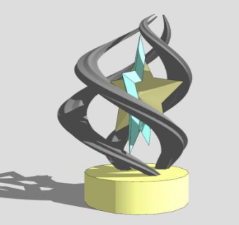 创意波纹和星星雕塑SU模型下载_sketchup草图大师SKP模型