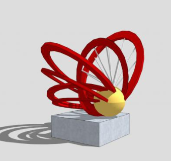 红色圆圈组合雕塑SU模型下载_sketchup草图大师SKP模型