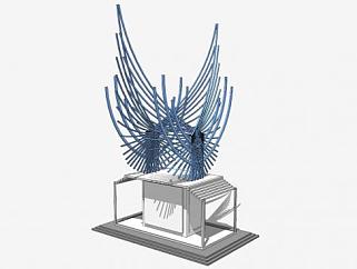 抽象翅膀雕塑SU模型下载_sketchup草图大师SKP模型