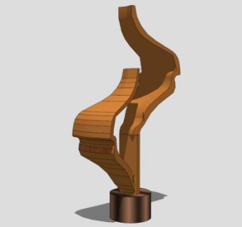 木质曲线LOGO雕塑SU模型下载_sketchup草图大师SKP模型